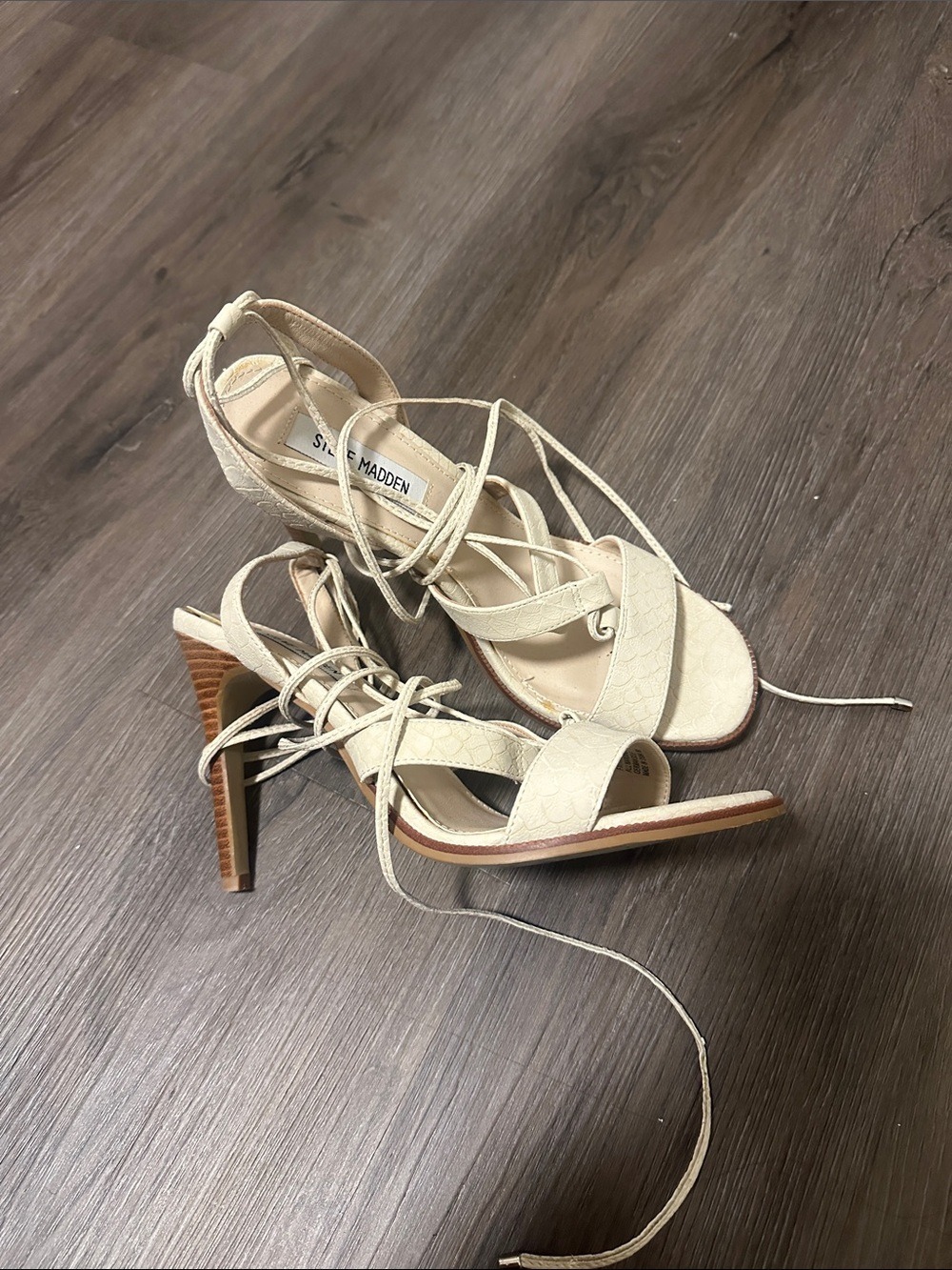 Steve Madden Ivory Lace-Up High Heel Sandals size 8